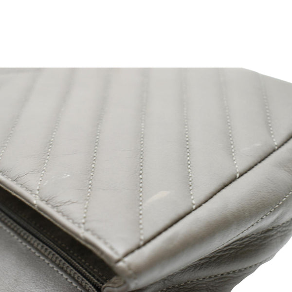 CHANEL Statement Medium Flap Quilted Chevron Crossbody Bag Khaki