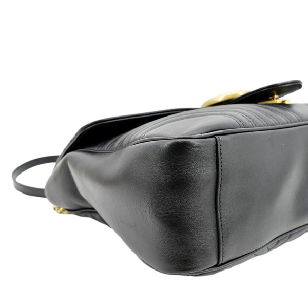 GUCCI GG Marmont Large Matelasse Leather Shoulder Bag Black 498090