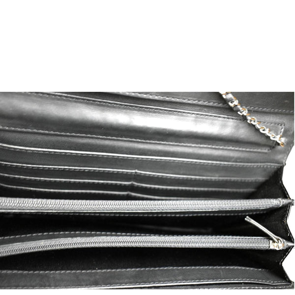 CHANEL Long Flap Quilted Patent Leather Chain Shoulder Bag Black