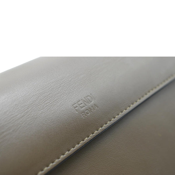 Fendi Kan I F Zucca Leather Shoulder Bag Brown - Stamp