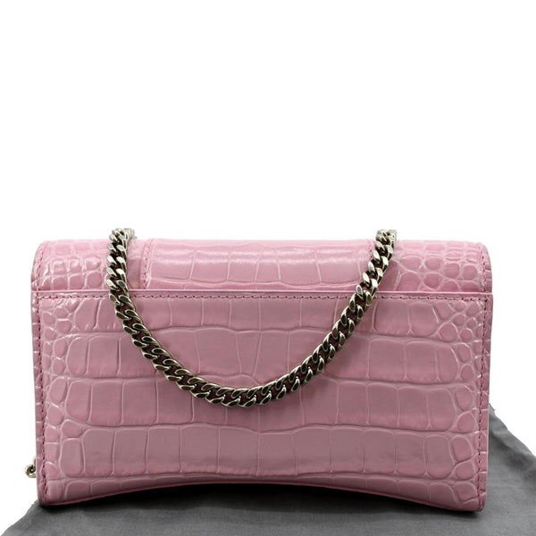 Balenciaga Hourglass Crocodile Embossed Chain Wallet - Back
