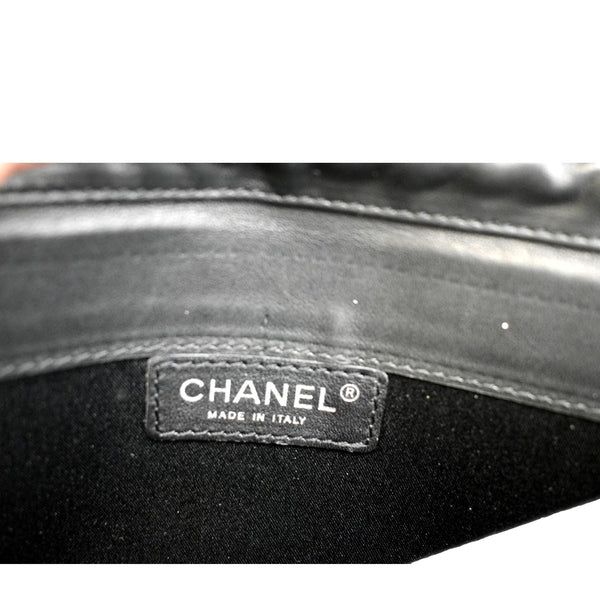 CHANEL Long Flap Quilted Patent Leather Chain Shoulder Bag Black