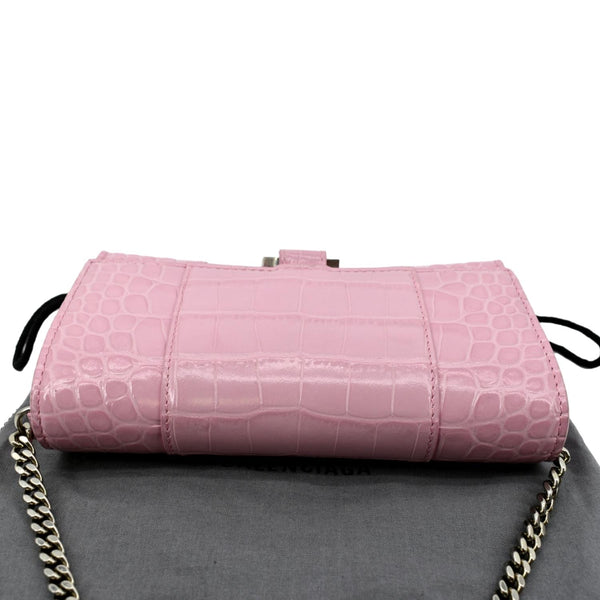 Balenciaga Hourglass Crocodile Embossed Chain Wallet - Top