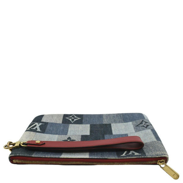 LOUIS VUITTON City Denim Wristlet Pouch Blue