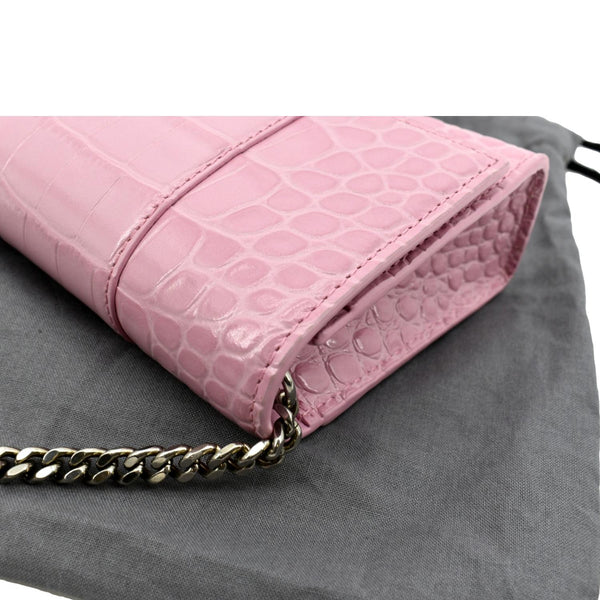 Balenciaga Hourglass Crocodile Embossed Chain Wallet - Top Left