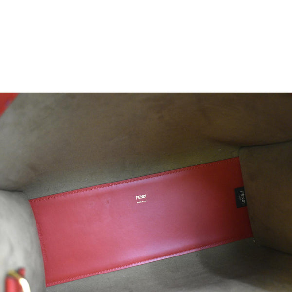 FENDI Sunshine Plexiglass Leather Shoulder Tote Bag Red