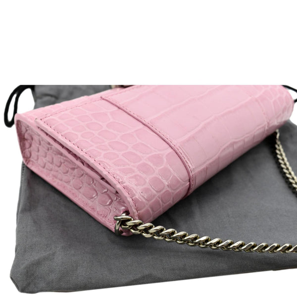 Balenciaga Hourglass Crocodile Embossed Chain Wallet - Top Right
