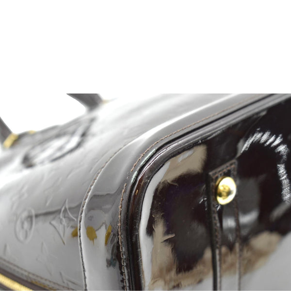 Louis Vuitton Alma GM Monogram Vernis Satchel Bag - Bottom Right Corner