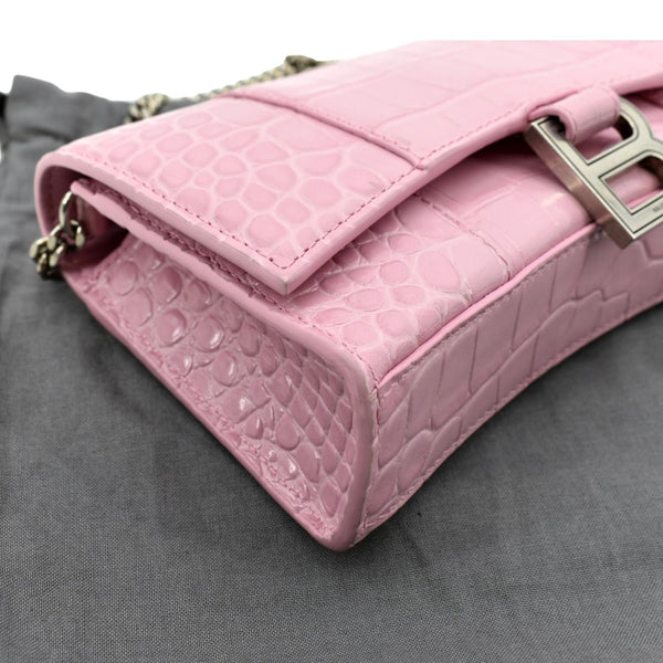 Balenciaga Hourglass Crocodile Embossed Chain Wallet - Bottom Left