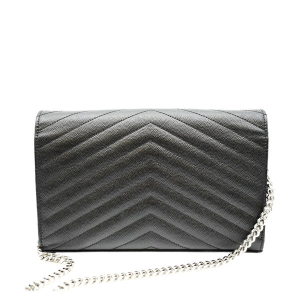 YVES SAINT LAURENT Wallet on Chain Leather Shoulder Bag Black