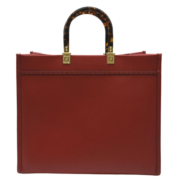 FENDI Sunshine Plexiglass Leather Shoulder Tote Bag Red