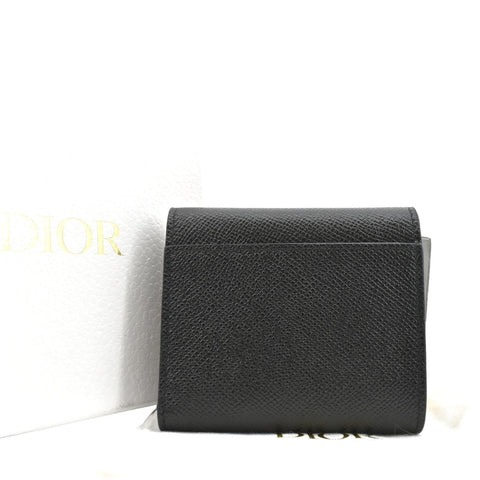 CHRISTIAN DIOR Saddle Grained Calfskin Leather Wallet Black