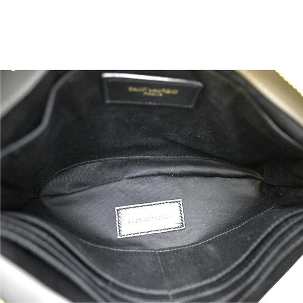 Yves Saint Laurent Monogram Leather Pouch Grey - Inside