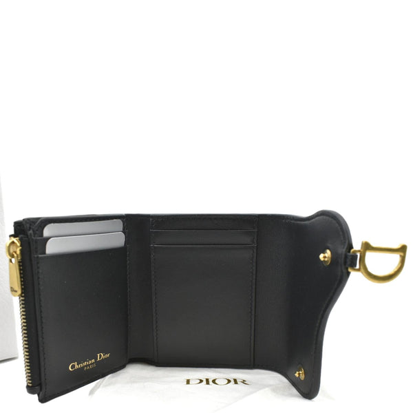 CHRISTIAN DIOR Saddle Grained Calfskin Leather Wallet Black