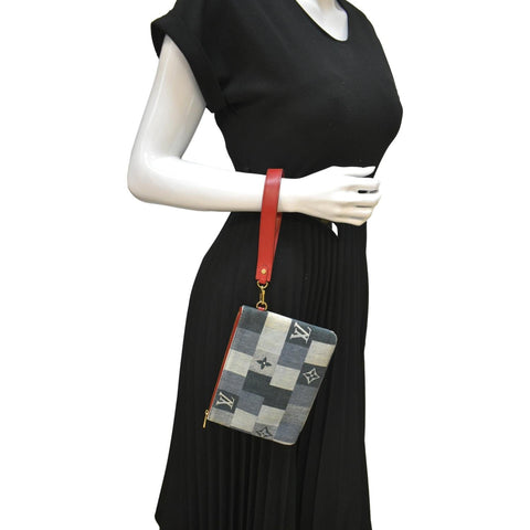 LOUIS VUITTON City Denim Wristlet Pouch Blue