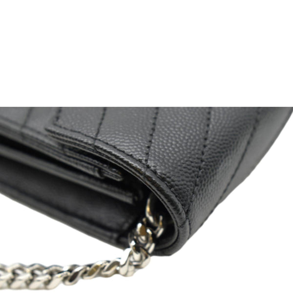 YVES SAINT LAURENT Wallet on Chain Leather Shoulder Bag Black