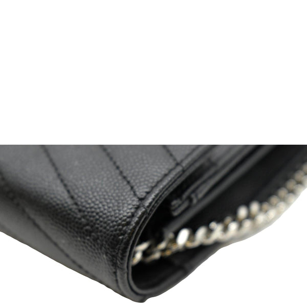 YVES SAINT LAURENT Wallet on Chain Leather Shoulder Bag Black