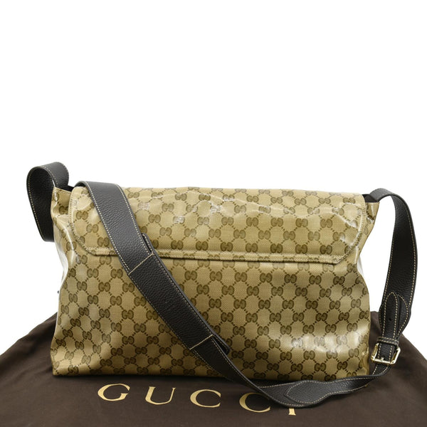 GUCCI Crystal GG Monogram Flap Coated Canvas Messenger Bag Beige 272350