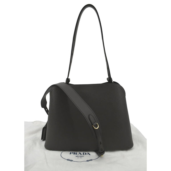 Prada Matinee Saffiano Leather Shoulder Bag Fumo - Back