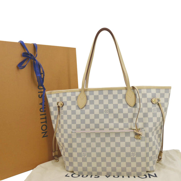 Louis Vuitton Neverfull MM Damier Azur Shoulder Bag - Back