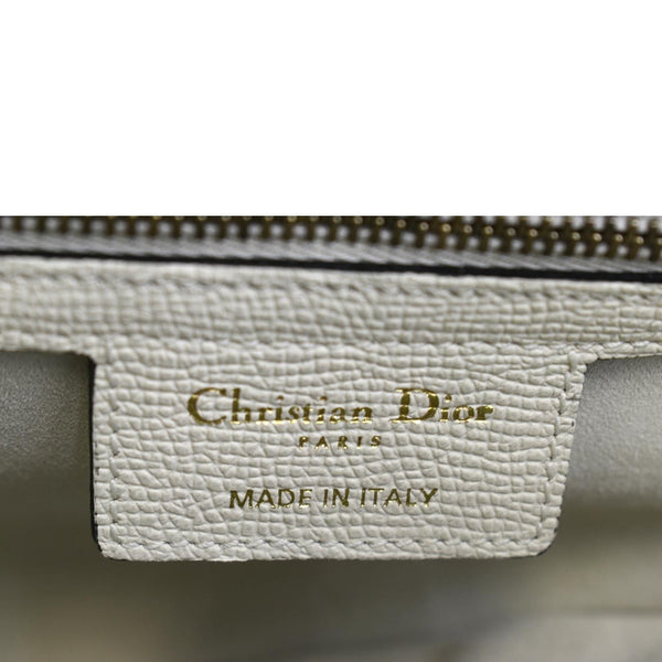 CHRISTIAN DIOR Saddle Grained Calfskin Leather Shoulder Bag Ivory
