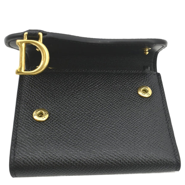 CHRISTIAN DIOR Saddle Grained Calfskin Leather Wallet Black