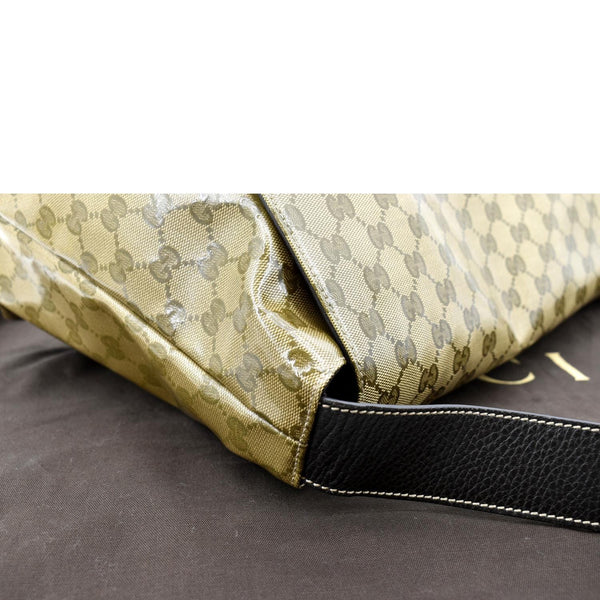 GUCCI Crystal GG Monogram Flap Coated Canvas Messenger Bag Beige 272350