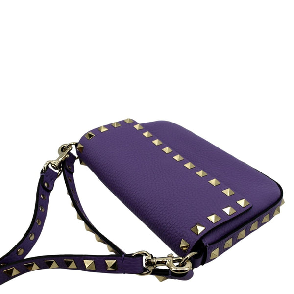 VALENTINO Garavani Rockstud Flap Leather Crossbody Bag Wisteria
