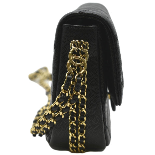 Chanel Mini Flap Grained Calfskin Leather Shoulder Bag - Left Side