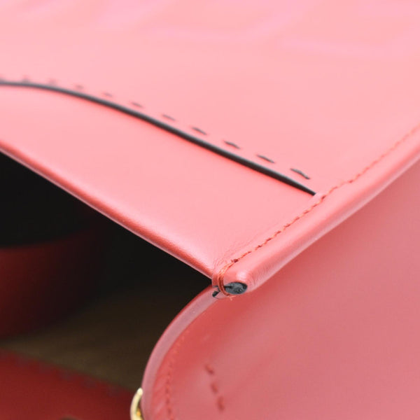 FENDI Sunshine Plexiglass Leather Shoulder Tote Bag Red