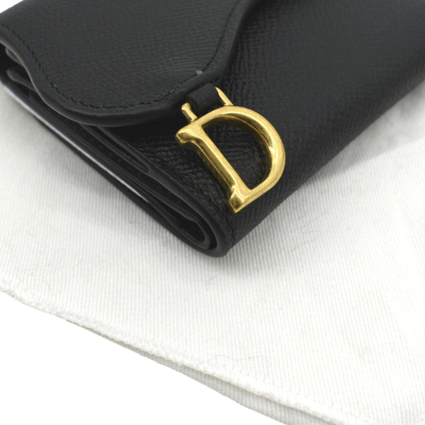 CHRISTIAN DIOR Saddle Grained Calfskin Leather Wallet Black