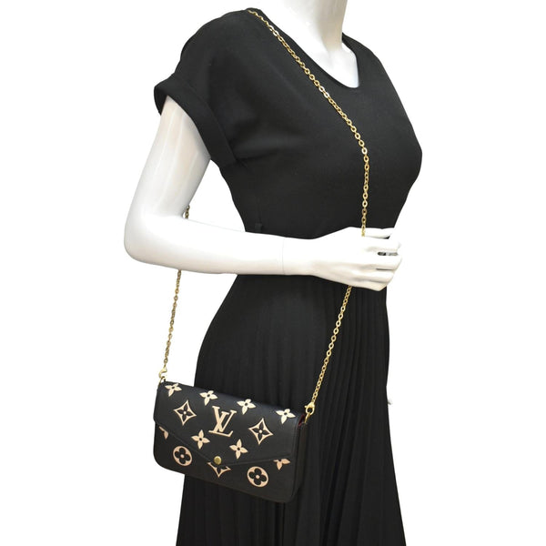 LOUIS VUITTON Felicie Pochette Monogram Empreinte Crossbody Bag Bicolor