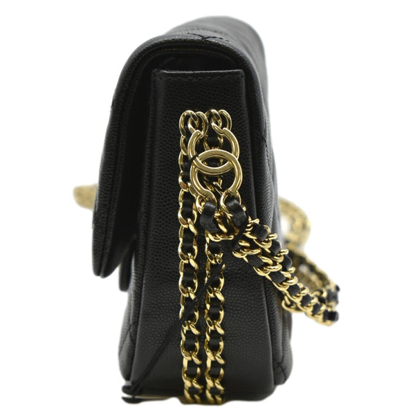 Chanel Mini Flap Grained Calfskin Leather Shoulder Bag - Right Side