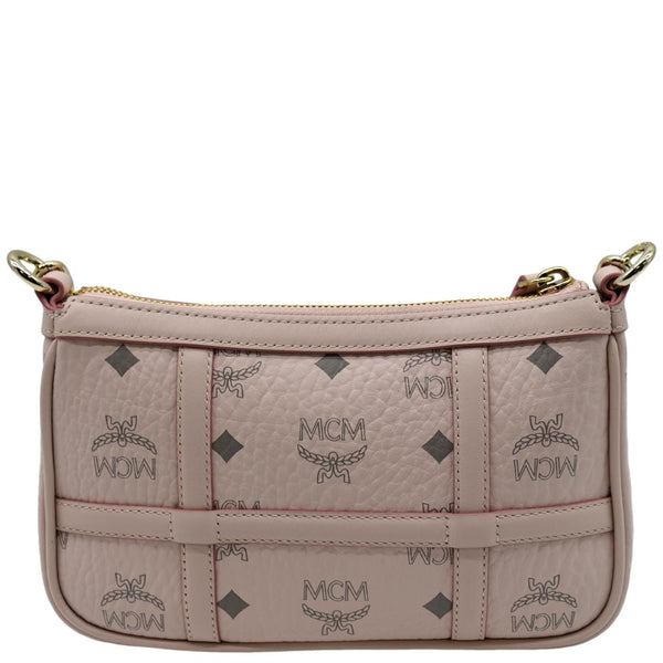 MCM Delmy Visetos Monogram Canvas Leather Shoulder Bag Pink