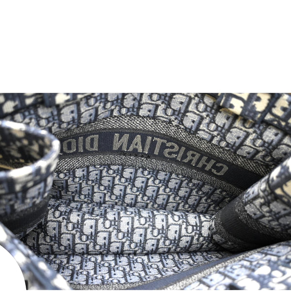 Christian Dior Book Medium Oblique Embroidery Tote Bag - Open