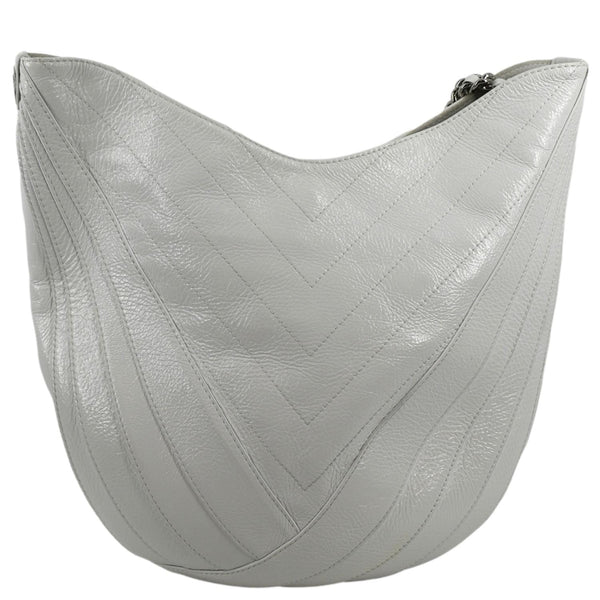 Chanel Droplet Patent Leather Hobo Bag White - Back