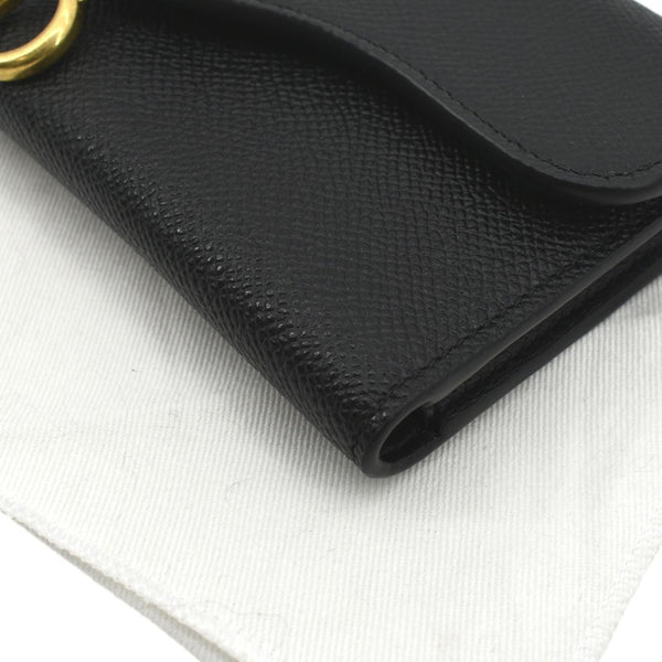 CHRISTIAN DIOR Saddle Grained Calfskin Leather Wallet Black