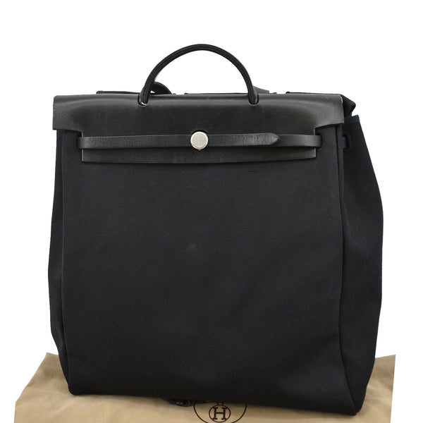 Hermes Herbag Canvas Leather Shoulder Bag Black - Back