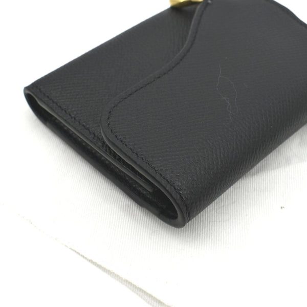 CHRISTIAN DIOR Saddle Grained Calfskin Leather Wallet Black