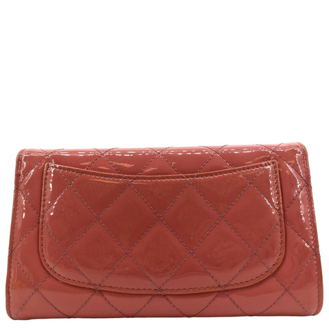 CHANEL Quilted Patent Leather Long Wallet Red