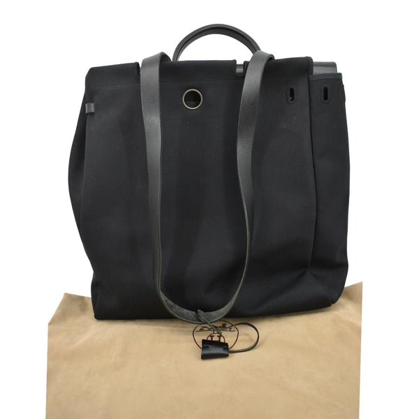 Hermes Herbag Canvas Leather Shoulder Bag Black - Strap