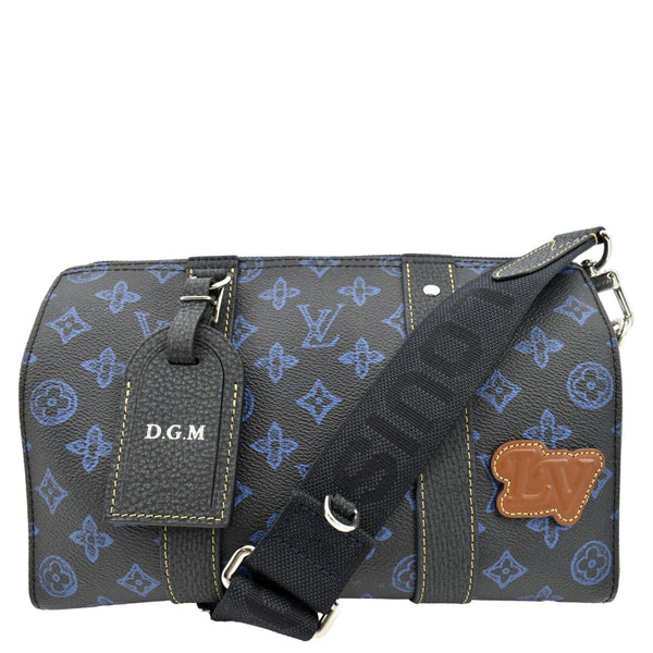 LOUIS VUITTON City Keepall Monogram Leather Travel Bag Blue