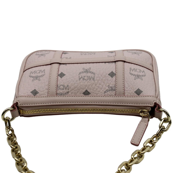 MCM Delmy Visetos Monogram Canvas Leather Shoulder Bag Pink