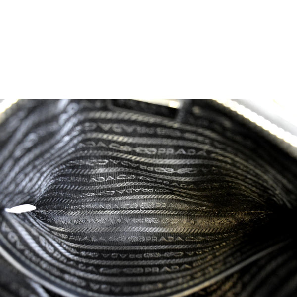 Prada Brushed Leather Shoulder Bag in White Color - Inside