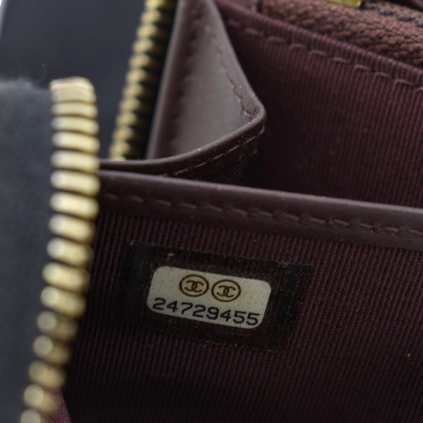 Chanel Zip Around Quilted Caviar Leather Wallet Black - Serial Number