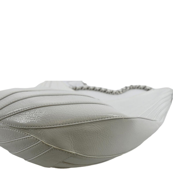 Chanel Droplet Patent Leather Hobo Bag White - Top Left