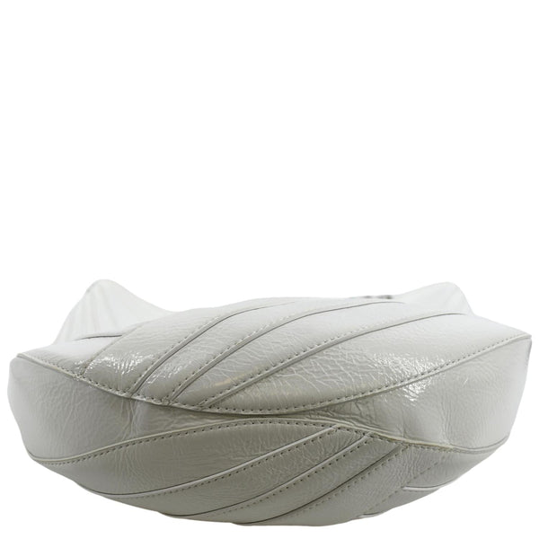 Chanel Droplet Patent Leather Hobo Bag White - Bottom Right