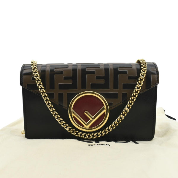 FENDI Liberty F Vitello Leather Crossbody Belt Bag Black