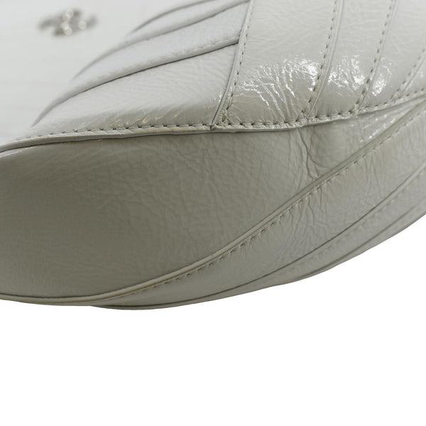 Chanel Droplet Patent Leather Hobo Bag White - Bottom Left