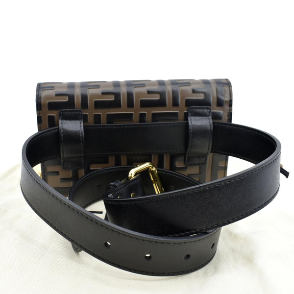 FENDI Liberty F Vitello Leather Crossbody Belt Bag Black